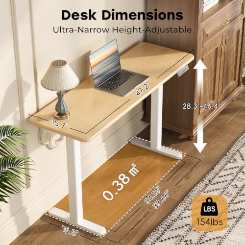 JOY worker Ultra-Narrow Electric Standing Desk, 16" W Slim Sit Stand Desk