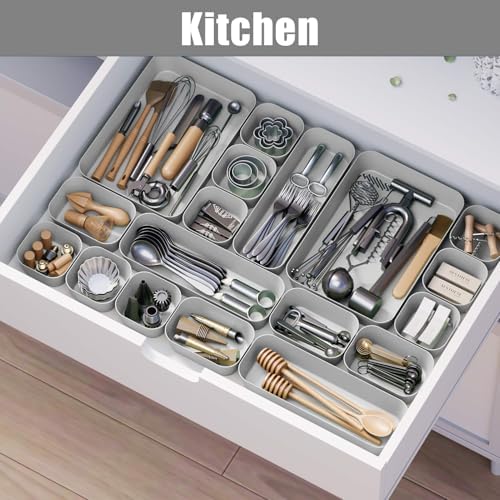 Drawer Organizers Bins 18 PCS for Bathroom Makeup Desk Office