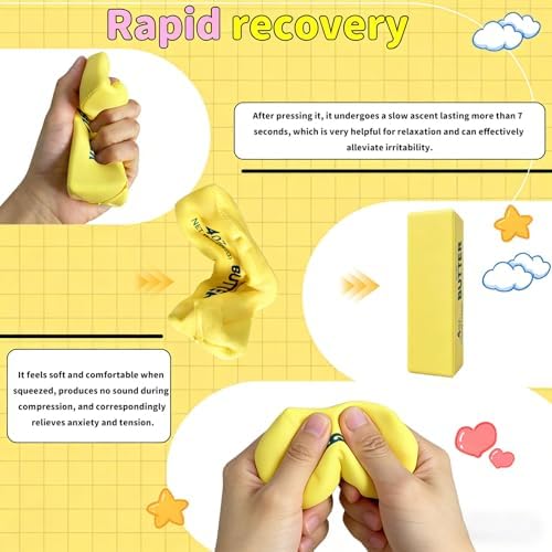 Slow Rising Squishy Butter Squeeze Toys Pack Sensory Stress Relief Squishies Soft & Stretchy Fidget Toys for Anxiety Relief Party Favors Squishy Butter (1pc)