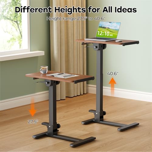 27" Foldable Standing Desk, No-Assembly Needed, Dark Wood