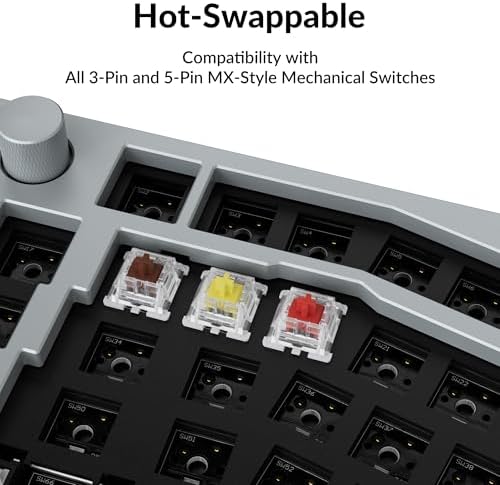 Keychron Q10 QMK Custom Mechanical Keyboard Barebone, 75% Alice Layout Ergonomic CNC Aluminum Case, Hot-swappable RGB Backlight, Programmable Knob & Macro Keys, Wired USB-C, Mac Windows Linux, Grey