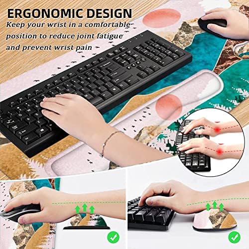 LATEEFAH Large Mouse Pad and Keyboard Wrist Rest, Desk Pad for Keyboard and Mouse, Extended Gaming Mouse Pad with Wrist Support, Waterproof Non-Slip Desk Mouse Mat for Office, Home