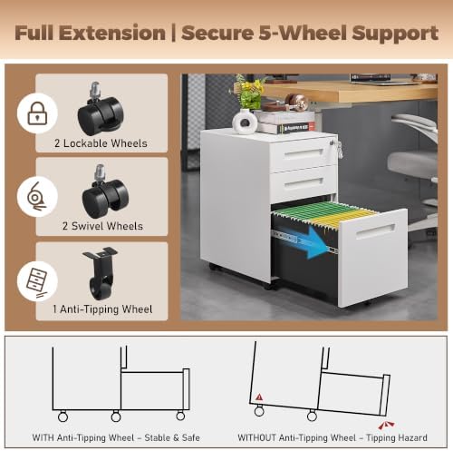 Guizeeopo Fully Assembled Home Office Filing Cabinet with Lock