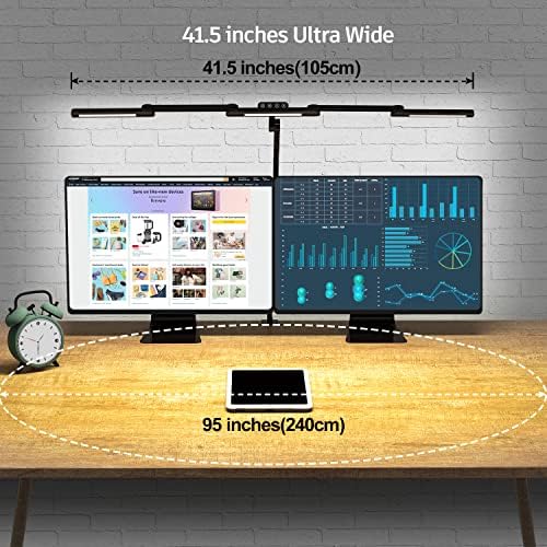 EPABINA LED Desk Lamp with Clamp, 41.5" Clamp on Architect Desk Lamp for Home Office, 24W Bright Tall Computer LED Table Light Adjustable Overhead Clip on Office Lighting for Work Craft