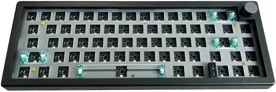 BOYI GMK67Pro Keyboard Barebones Kit,QMK/VIA Programmable BT5.0/2.4G/Type-C Tri-Mode Wireless RGB Gasket Mounted 65% Mini Custom RGB Mechanical Keyboard with Knob DIY Kit(Black)