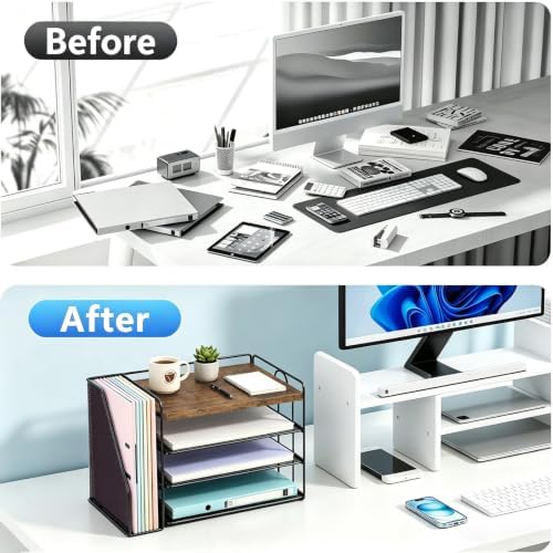 gianotter 4-Tier Wood Paper Organizer With Magazine Holder