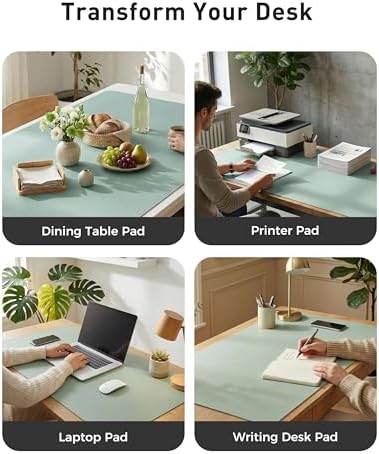 Aothia Faux Leather Desk Mat - Large Mouse Pad, Non-Slip PU Leather Blotter, Waterproof Writing Surface for Office and Home (Light Blue, 63" x 17")