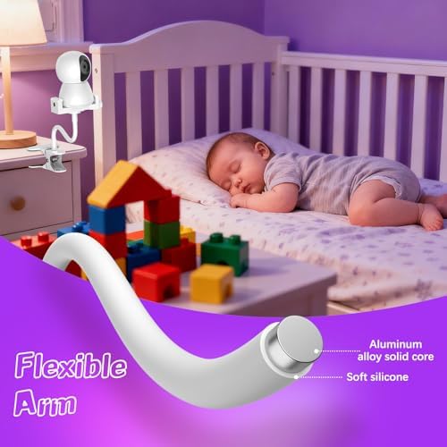 Baby Monitor Mount - Universal Adjustable Monitor Flex Stand for Hello Baby, Nanit Pro, Infant Optics, VTech & Most Baby Monitors - Detachable Arm Camera Clip Mount with Cute Stickers for Crib
