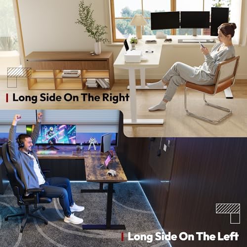 SANODESK 71x63 Electric L-Shaped Corner Standing Desk with Drawer
