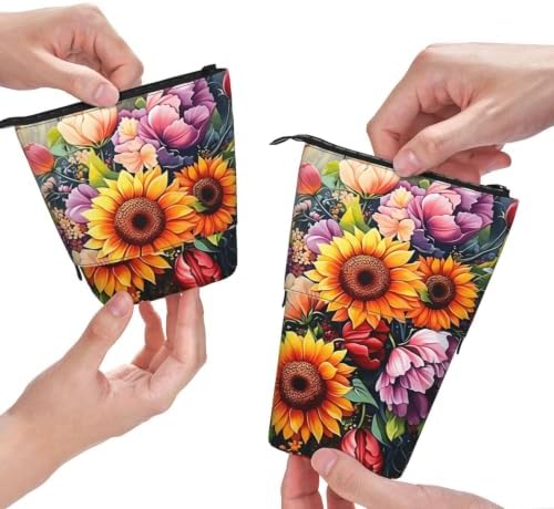 Sunflower Flower Bee Standing Pencil Case