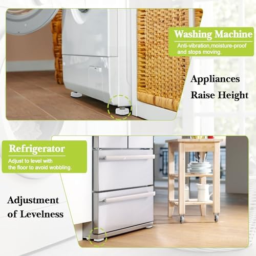 9 Pack Furniture Risers 1 Inch, Adjustable Bed Risers Heavy Duty for Table Desk Couch Chair Sofa Cabinet Bed Legs Dorm, Square Stackable Bed Raisers Blocks Lift Height 1", 2" or 3", White