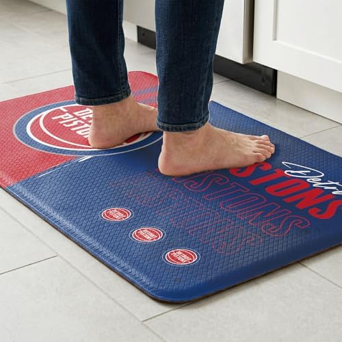 Northwest NBA Detroit Pistons Embossed Anti-Fatigue Mat, Cushioned Kitchen Floor Rug, Non-Slip PVC Standing Comfort, 18 x 30 in