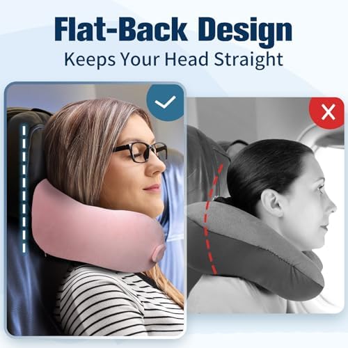 Cirorld Neck Pillow for Traveling, Travel Pillows for Airplanes Pink