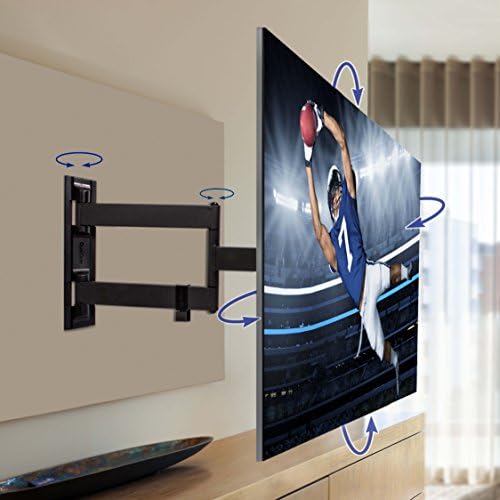 QualGear Qg-TM-021-Blk Universal Ultra Slim Low Profile Articulating Wall Mounting Kit for Most 23-Inch to 47-Inch and Some 55-Inch Led TVs, with 6ft HDMI V2.0 Cable, Black