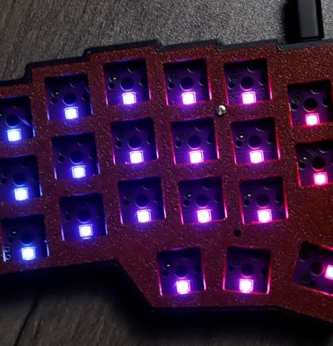 YMDK Corne V4.1 46 Keys Split Keyboard Ergonomic Hotswappable 40% Layout 3D PLA RGB QMK Vial All Key Programmable Mini Independent Gaming Keyboard Kit (Wired Red Black Split 46)