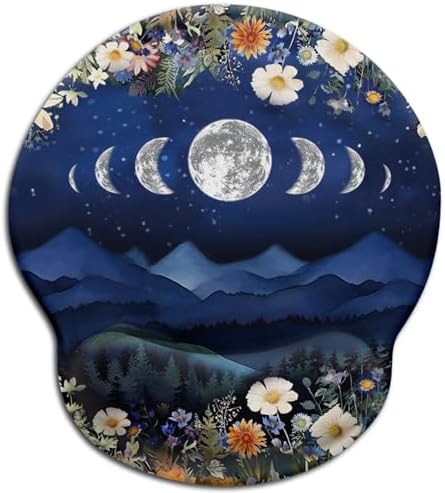 Funny Ergonomic Mouse Pad with Gel Wrist Rest, Moon Mountain