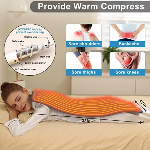 Heating Pad Electric Heat Pad, Hot Heated Pad,Multiple Temp and Timer Settings,Suitable for Shoulders, Neck, arms, Abdomen, Back, Legs, etc. (NavyBlue, 40"X20")