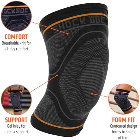 Shock Doctor Knee Compression Sleeve Support - Pain Relief for Arthritis, Tendonitis, Patella Alignment Injuries, Walking, Running, Gym - Men & Women, 1 Sleeve