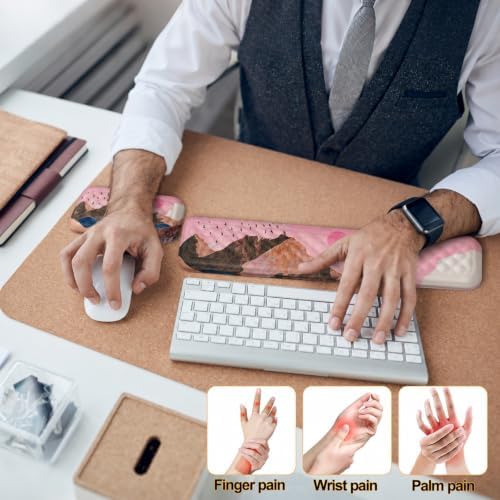 Keyboard Wrist Rest Mouse Wrist Support, Memory Foam Wrist Rest Pad for Computer Laptop, Ergonomic Wrist Cushion Support for Typing Pain Relief, Gaming Home Office, Sunrise