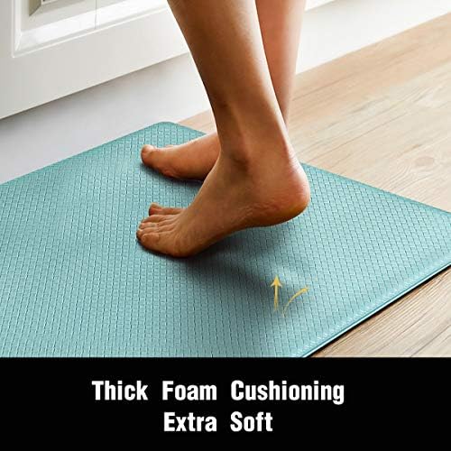 Kitchen Rug Anti-Fatigue Comfort Mat Non Slip Cushioned Comfort Standing Floor Mat Kitchen Mat for Kitchen, Gaming, Office,Standing Desk 18x30 Inch Teal