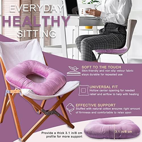 Donut Pillow for Tailbone Pain, Hemorrhoid Pillow (Fuchsia Pink)