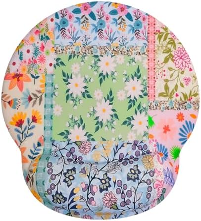 Seorsok Pink Floral Mouse Pad with Gel Wrist Support Mouse Pad,Ergonomic Aesthetic,Comfort Mousepad for Office Work Computer,Pain Relief Mousepad with Non-Slip Silicone Base,Colorful Blooming Flower