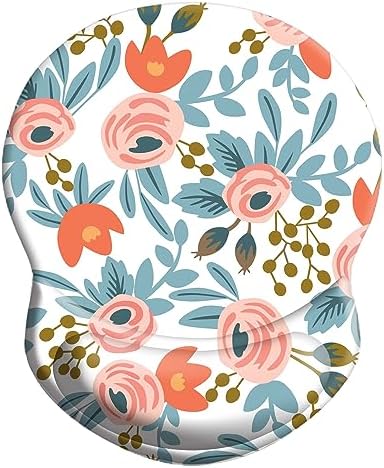 Mouse Pad, Ergonomic Mouse Pad with Wrist Support Pain Relief Comfort Wrist Rest Pad with Non-Slip PU Base for Gaming, Home, Office & Travel, Pink Floral Pattern
