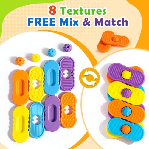 Sensory Slider Fidget Stones Set Rolling Beads, 8 pcs 4 Pairs Silent Textured Toys for Adults Kids, Mix and Match Rolling Beads-Calming Anxiety Relief ADHD Autism, Ideal for Office Classrom Prizes