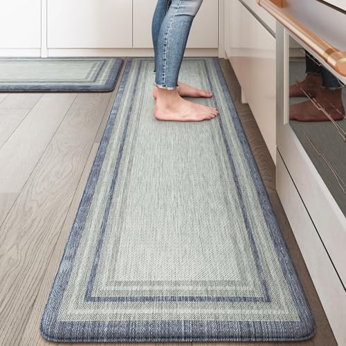 KIMODE Anti Fatigue Kitchen Mats 2PCS, Non-Skid Farmhouse Kitchen Rugs