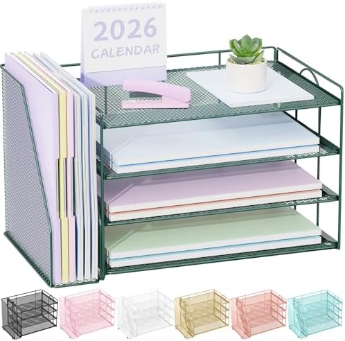 Spacrea 4-Tier Paper Organizer for Desk with File Organizer
