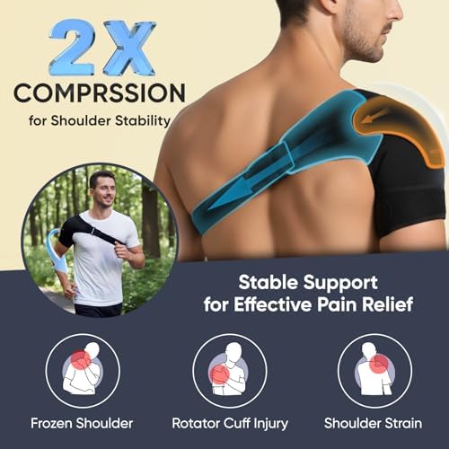 1 PC Shoulder Brace for Men and Women for Pain Relief - Shoulder Support & Compression Sleeve for Torn Rotator Cuff, AC Joint, Dislocation - Adjustable Design (Size S, 1)