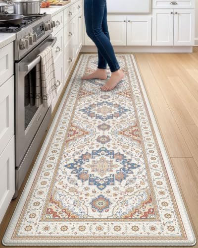 DEXI Kitchen Floor Mats Cushioned Anti Fatigue Runner Rug, 24x107 Beige
