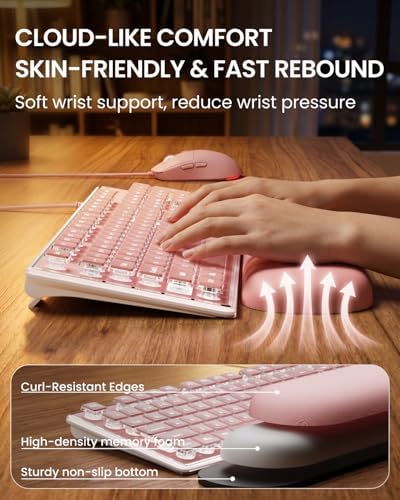 Wired Keyboard and Mouse Combo, White Backlit with Detachable Wrist Rest