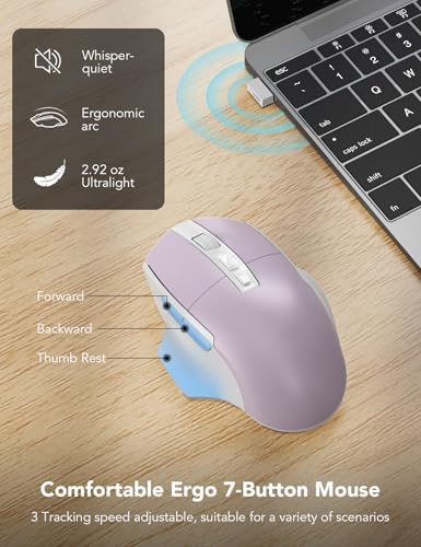 SABLUTE Wireless Keyboard and Mouse Combo with Ergonomic Wave Key