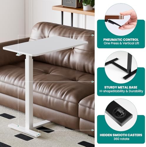 OLIXIS Bedside Table, Mobile Standing Desk, Bed Table for Apartment