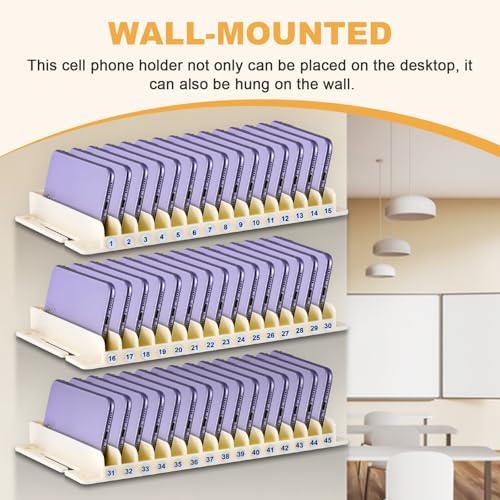 Cell Phone Holder Organizer 45 Slots, Wall-mounted