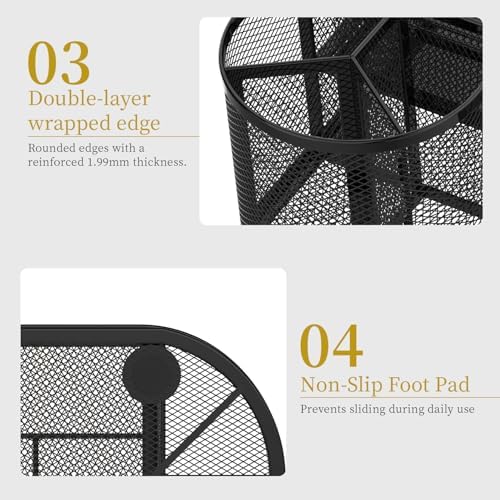 SUPEASY Mesh Desk Organizer, Pen Holder for Desk with 2 Drawers, Black