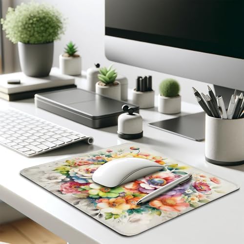 Vintage Watercolor Flower Bouquet Peony Mouse Pad, Retro Floral Desk Mat