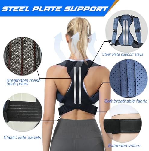 Posture Corrector for Women & Men, Adjustable Back Brace for Neck Shoulder Upper Back Pain Relief, Breathable Back Straightener with Clavicle Support - Strangulation-Free Design