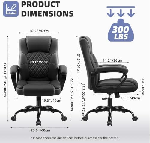 Executive Office Chair, PU Leather Computer Desk Chair with Padded Arms