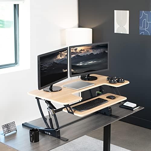 VIVO Real Bamboo 42 in Standing Desk Converter, DESK-V000VLO
