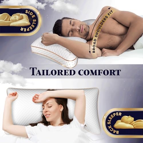 Royal Therapy King 2-Pack Memory Foam Pillow, Adjustable Shredded Odor-Free Pillow for Neck & Shoulder Pain Relief, Support for Back, Stomach, Side Sleepers BioForm