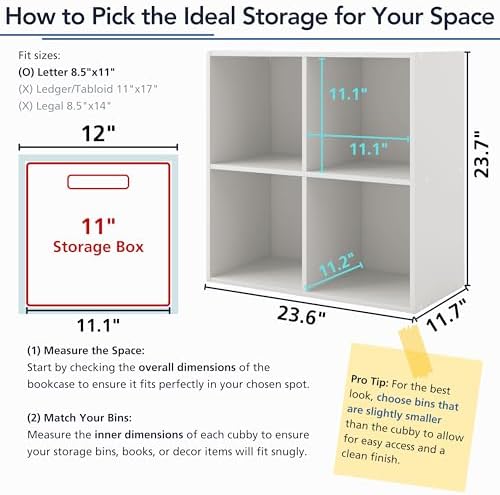 Homes: Inside + Out Apexa 6-Cube Storage Organizer Shelves, Stackable Wood Bookcase Fits Cubby Bins for Organization, Dorm Teen Room Decor & Home Office, Steel Blue