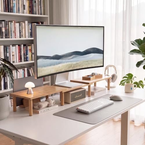 Bamboo Monitor Riser, 3-in-1 Modular Computer Monitor Stand