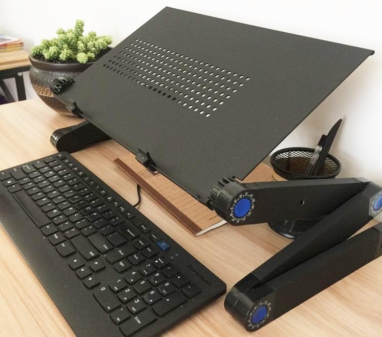 Adjustable Laptop Computer Lap Desk Portable Multifunctional Cooling Ergonomic Vented Table TV Bed Tray Stand Mount Holder(480 * 260mm, Black)