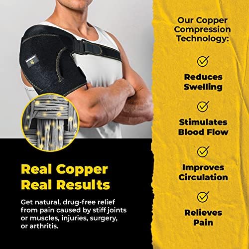 CopperJoint Rotator Cuff Shoulder Brace, Adjustable Wrap Support, One Size