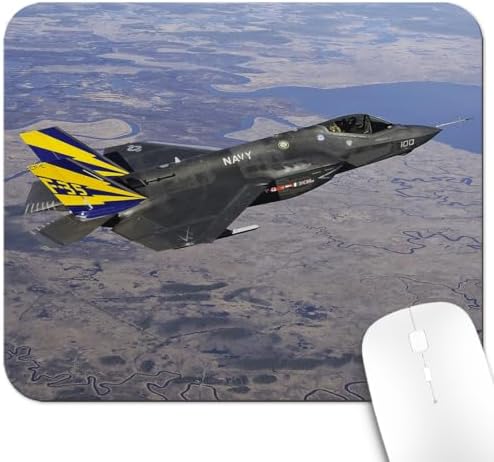 9.5x7.9 Inch Office/Gaming Mouse Pad, U.S. Navy Fighter Jet F-35 in Flight Patriotic Military Theme (Military Lockheed Martin F-35 Lightning II) Cute Anti-Slip Mat for Desk