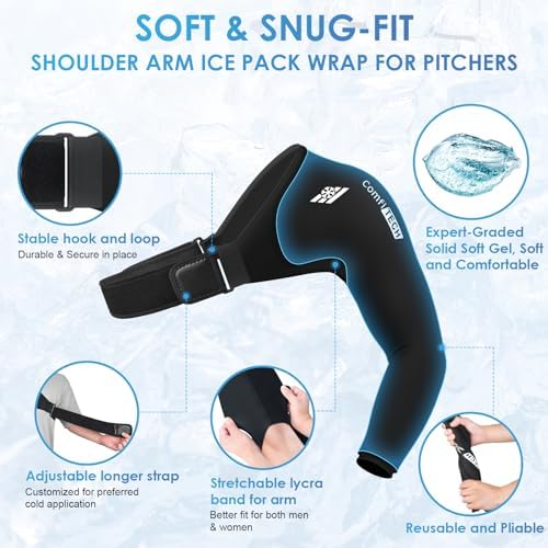 ComfiTECH Reusable Shoulder Arm Ice Pack Wrap for Pitcher & Recovery, L
