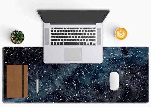 Dark Starry Deep Space Gaming Mouse Pad XL Extended Large Desk Mat Big Mousepad Non-Slip Rubber Base Stitched Edge Long Desk Pad for Desktop PC Computer Gamer,31.5×11.8 Inch