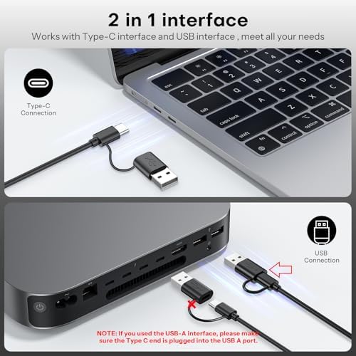 OMOTON USB-A & Type-C Dual Interface Wired Keyboard for Mac, Numeric Keypad